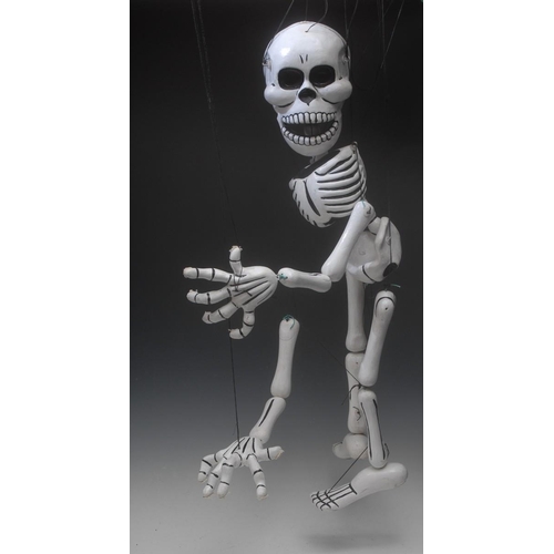 254 - Skeleton - Pelham Puppets Professional Range, hollow moulded head and wooden body and joints painted... 