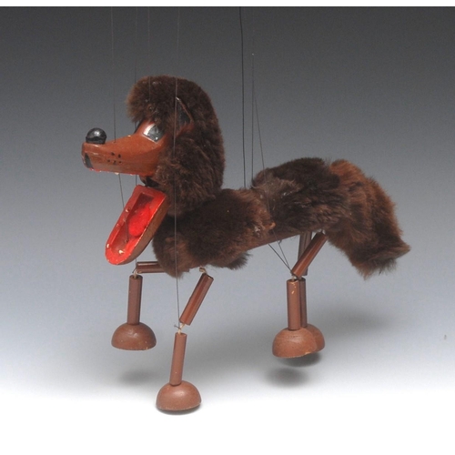 258 - Wolf - Pelham Puppets Animal and Bird Range, solid brown wooden head, conforming hinged jaw, painted... 