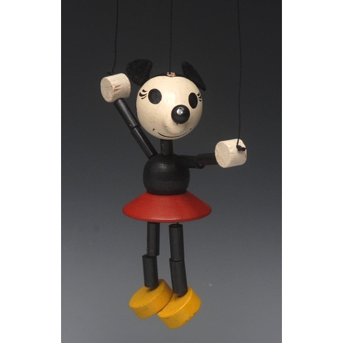 297 - Minipup Minnie Mouse - very rare, Pelham Puppets Minipup Range, wooden head with painted features, m... 