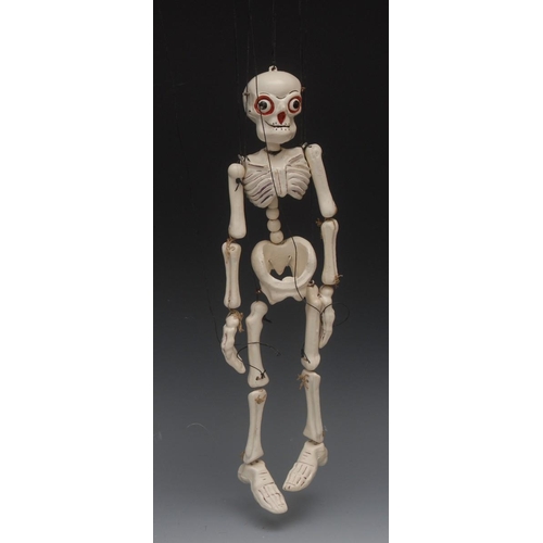 384 - Disjointed Skeleton - Pelham Puppet 18in, painted white picked out in black, fixed ball eyes, outlin... 