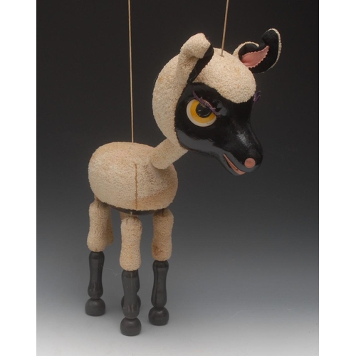 609 - Display Lamb - Pelham Puppets Display Range, composite head and body painted black and applied with ... 