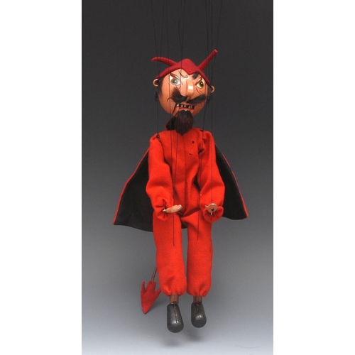 66 - SM Devil (Hook-nosed) - very early and very rare, Pelham Puppets SM Range, black wool hair, fur mous... 