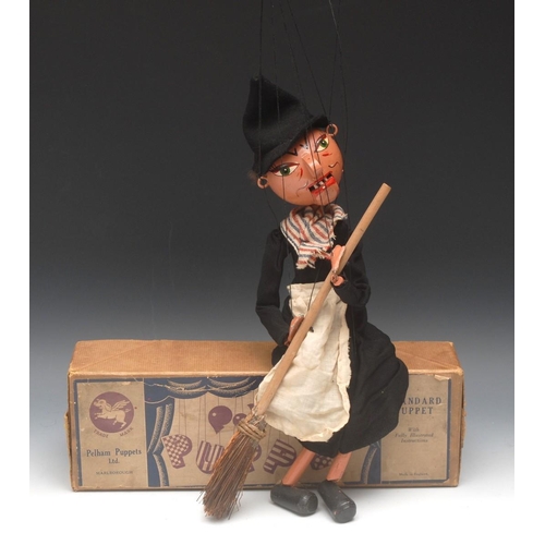 92 - SM Witch with moulded nose - very early and rare, Pelham Puppets SM Range, round wooden head with pa... 