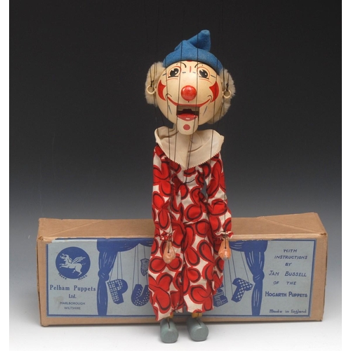 93 - SM White Faced Clown - very rare, Pelham Puppets SM Range, large round wooden head, painted features... 