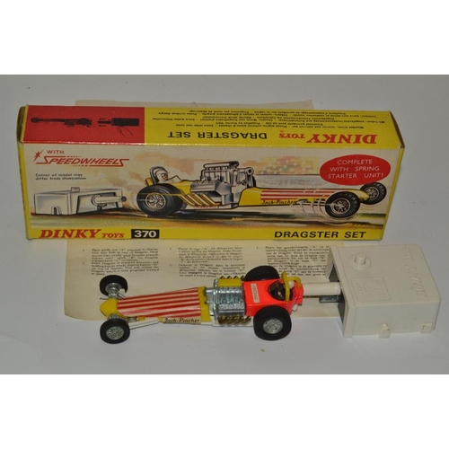 358 - Dinky Toys 370 Dragster number 370, blue and orange body, boxed