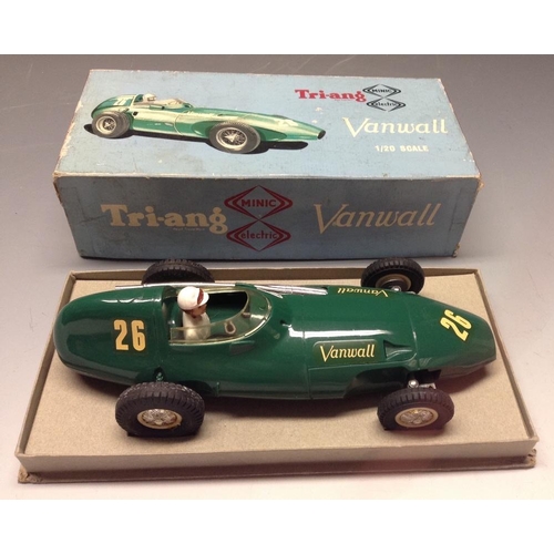 359 - A Triang Minic 1/20th scale Vanwall Racing Car: Scarce plastic bodied battery operated example is Br... 