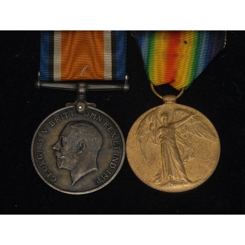 71 - Medals, World War One, Casualty, Pair, 76544 PTE F. RICHARDSON DURH L.I., VF-EF; Francis Richardson ... 