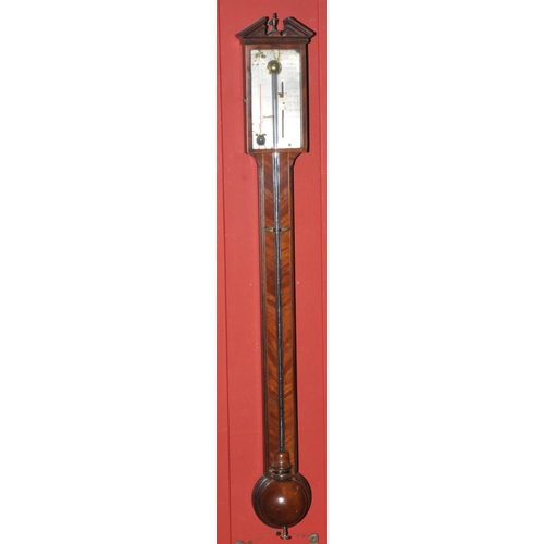 1568 - A George III mahogany stick barometer, the rectangular silvered dial inscribed J. Poncione Colmbo & ... 