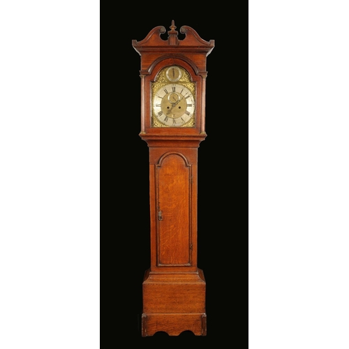 1603 - A George III oak longcase clock, 30.5cm arched brass dial with silvered chapter ring, cast spandrels... 