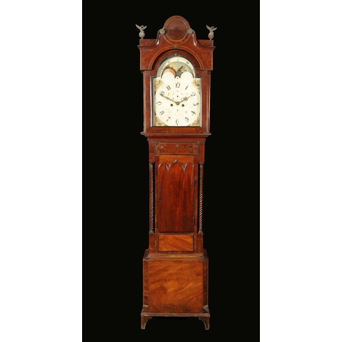 1606 - A George IV mahogany longcase clock, probably Scottish, 33.5cm arched painted dial inscribed with Ar... 