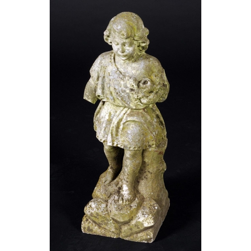 1616 - A marble garden statue, of a young boy in Classical dress, 52cm high