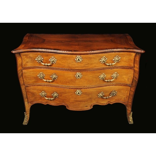 1674 - A fine Chippendale period Rococo gilt metal mounted mahogany serpentine commode, attributed to Willi... 