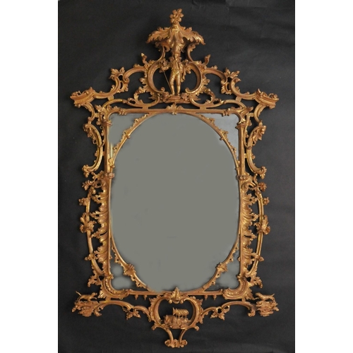 1675 - A fine George III Chinese Chippendale giltwood pier glass, well carved in the Rococo taste with flow... 