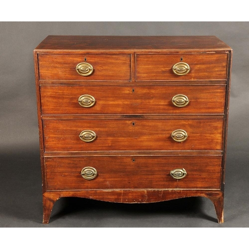 1699 - A George III mahogany caddy top chest, of two short and three long graduated cockbeaded drawers, ova... 