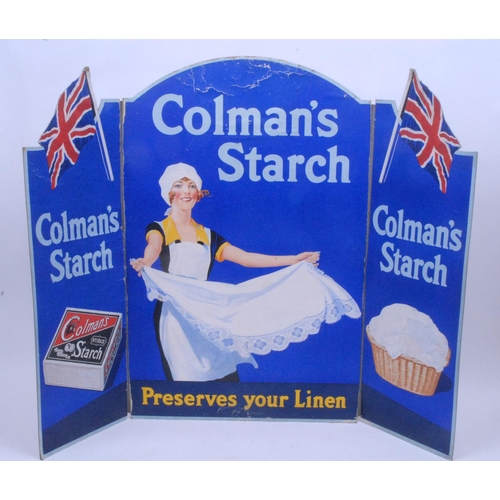 1012 - Colman's - an early 20th century triptych shop display showcard, inscribed 'Colman's Starch, Preserv... 