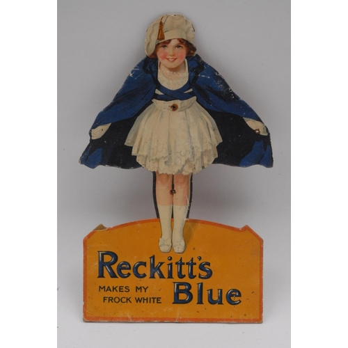 1057 - Reckitt & Colman - an early 20th century cardboard easel showcard, Reckitt's Blue, die-cut and print... 