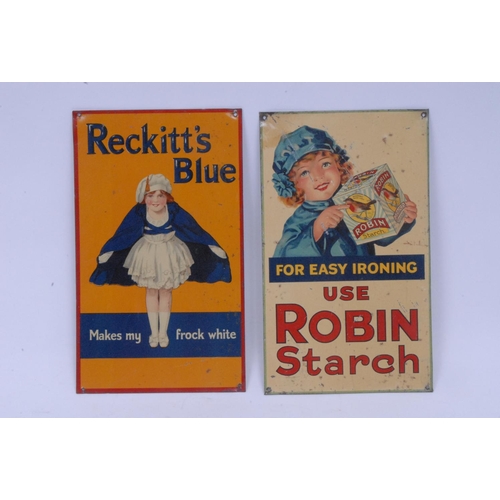 1058 - Reckitt & Colman - an early 20th century rectangular tinplate advertising sign, Reckitt's Blue, prin... 