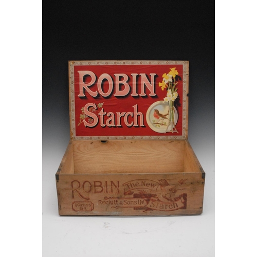 1059 - Reckitt & Sons Ltd - an early 20th century rectangular pine retailer's promotional crate, Robin, The... 