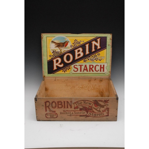 1060 - Reckitt & Sons Ltd - an early 20th century rectangular pine retailer's promotional crate, Robin, The... 