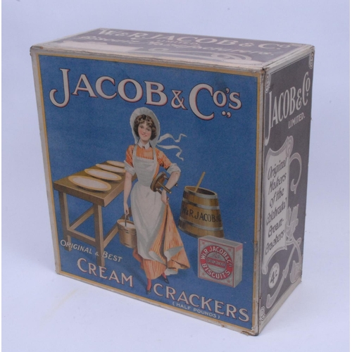 1073 - W & R Jacob & Co Limited - a large early 20th century rectangular retailer's promotional biscuit box... 