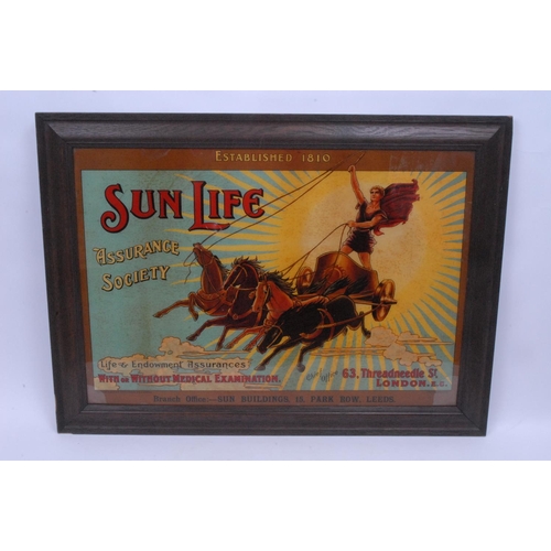 1076 - Waterlow & Sons Ltd - an early 20th century rectangular cardboard advertising sign, Sun Life Assuran... 