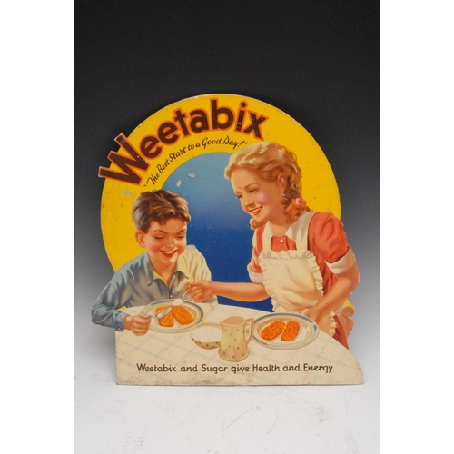 1077 - Weetabix - an early to mid-20th century arched cardboard easel  showcard, printed with a young girl ... 