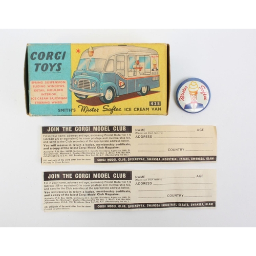 110 - Corgi Toys 428 Karrier Ice - Cream Van 'MR SOFTEE', light blue and white body, plastic salesman figu... 