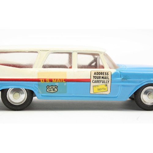 119 - Corgi Toys 443 Plymouth Suburban US Mail, blue and white body, red interior, 'Address your mail care... 