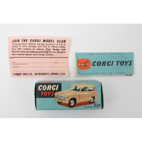 17 - Corgi Toys 206 Hillman Husky Estate, grey like brown body, flat spun hubs, boxed with pink 'Join The... 