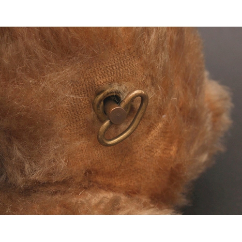 174 - Chiltern (England) dark golden mohair musical teddy bear, amber and black plastic eyes, vertically b... 