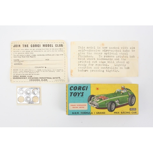 2 - Corgi Toys 152S B.R.M Formula 1 racing car, turquoise body, Union Jack and racing number '1' to bonn... 