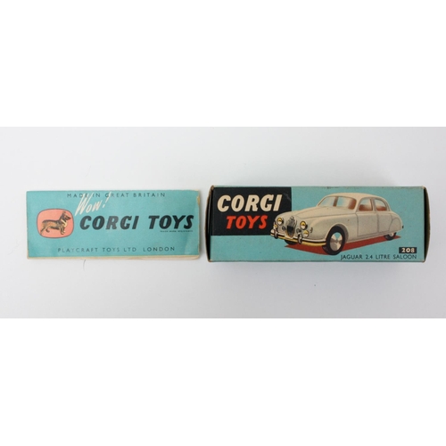 22 - Corgi Toys 208 Jaguar 2.4 Litre Saloon, white body, flat spun hubs, boxed with full colour Corgi Toy... 