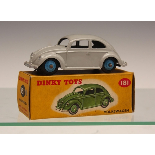 255 - Dinky Toys 181 Volkswagen Saloon, grey body, mid blue hubs, boxed