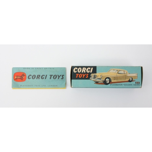 28 - Corgi Toys 211 Studebaker Golden Hawk, light blue body, gold rear wing flashes, boxed with full colo... 