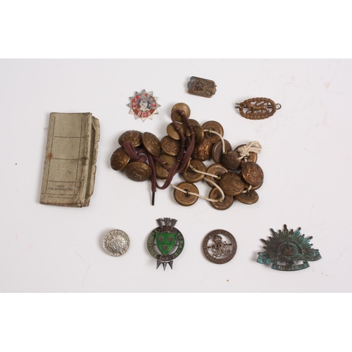 305A - Militaria, Silver Wound badge 218846; Loyal Service badge; Leicester Regiment and General Service bu... 