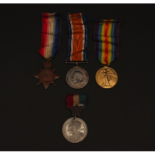 312 - Medals, World War One, 1914/15 Star Trio, 1754 PTE J.J. DUMELOW R.A.M.C.; Burton on Trent Coronation... 