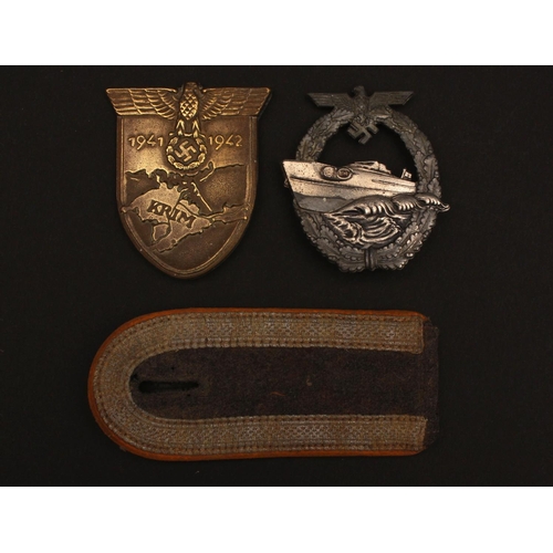 313 - Militaria, World War Two, Germany, Third Reich, Krim shield; E boat badge, fully marked to back by P... 