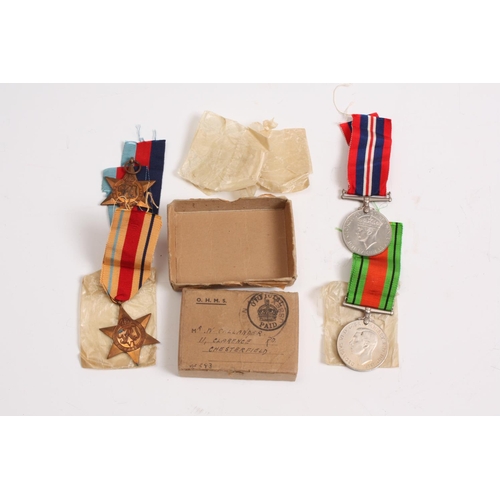 315A - Medals, World War Two, Group of Four, 1939/45, Africa, Defence, War, in box addressed Mr. W. Calland... 