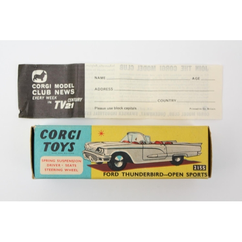 32 - Corgi Toys 215S Ford Thunderbird open sports, red body, yellow interior, plastic driver figure, boxe... 