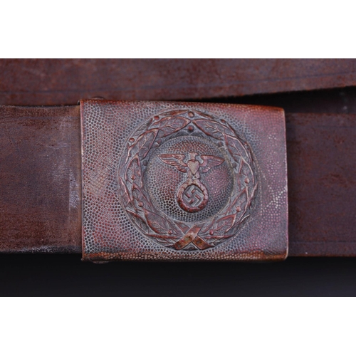 328 - Militaria, Germany, Third Reich, leather belt marked  FL Schule CStade SchUlerkomp II, with metal be... 