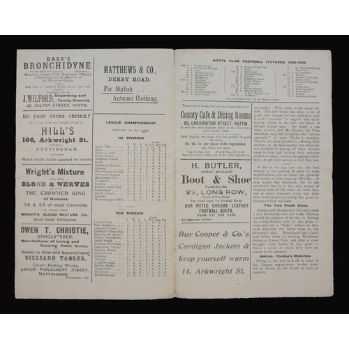 353 - Sport, Football, Programme, 1899, Notts County home game v Bury, Sept 9, single sheet, 11''x 8.5'', ... 