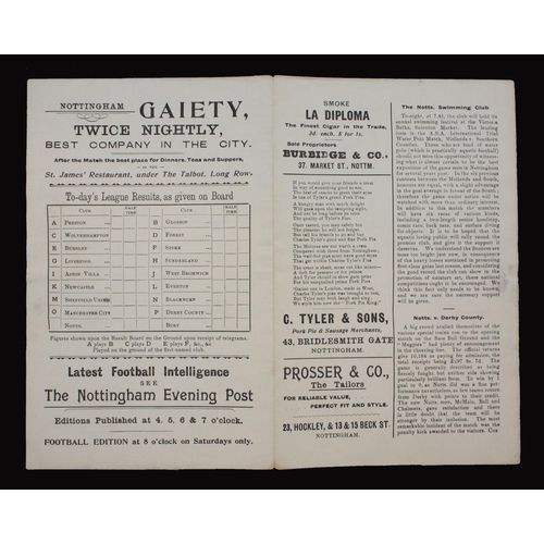 353 - Sport, Football, Programme, 1899, Notts County home game v Bury, Sept 9, single sheet, 11''x 8.5'', ... 