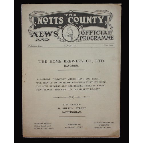 354 - Sport, Football, Programme, 1920, Preliminary Copy, Notts County A v Notts County B, August 23, 12 s... 