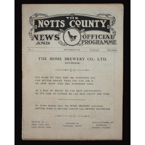 358 - Sport, Football, Programme, 1920, No.7, Notts County home game v Coventry City, November 6th, 12 sid... 