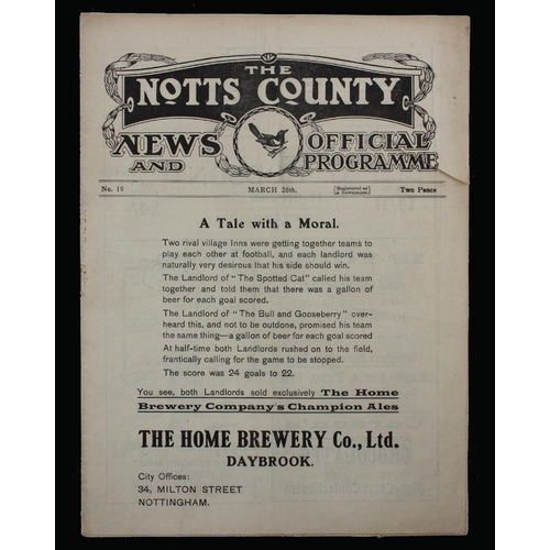 367 - Sport, Football, Programme, 1921, No.19, Notts County home game v Wolverhampton Wanderers, march 26t... 