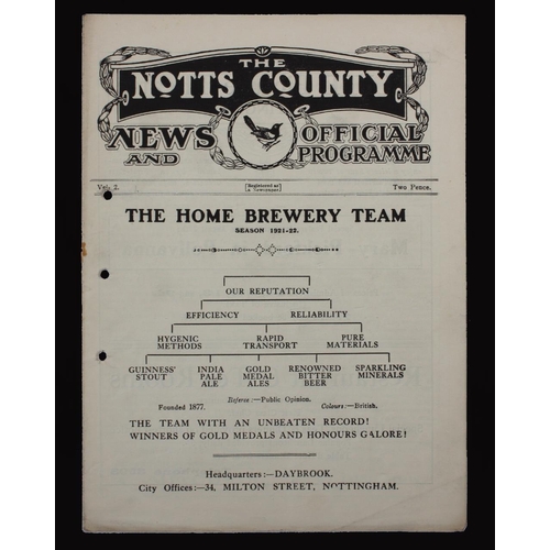 370 - Sport, Football, Programme, 1921, No.1, Notts County home game v Britol City, August 27th, 12 sides,... 