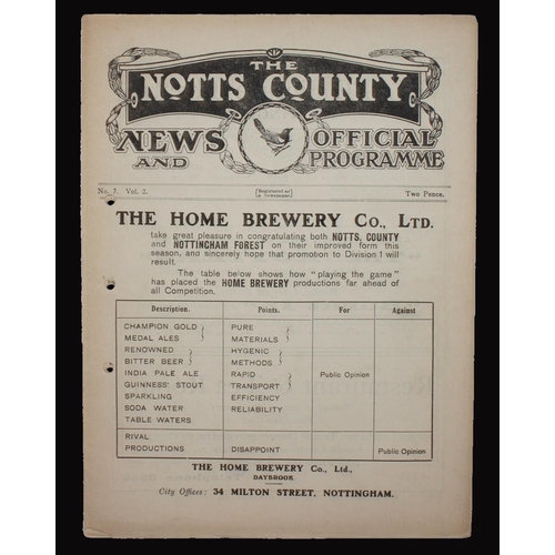 374 - Sport, Football, Programme, 1921, No.7, Notts County home game v Clapton Orient, october 22nd, 12 si... 