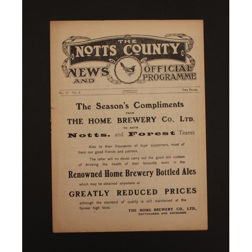 377 - Sport, Football, Programme, 1921, No.13, Notts County home game v Bradford, December 31st, 12 sides,... 