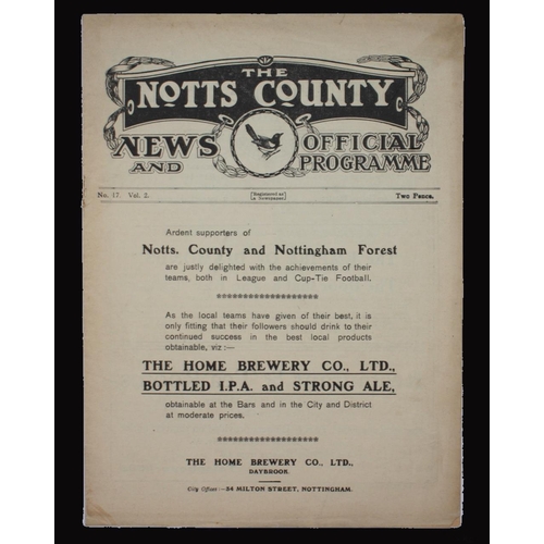 380 - Sport, Football, Programme, 1922, No.17, Notts County home game v Port Vale, February 4th,, 12 sides... 