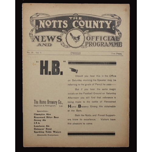 384 - Sport, Football, Programme, 1922, No.23, Notts County home game v Rotherham United, April 14th, 12 s... 